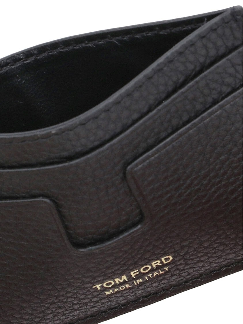 Tom Ford Black Pebble Leather Cardholder