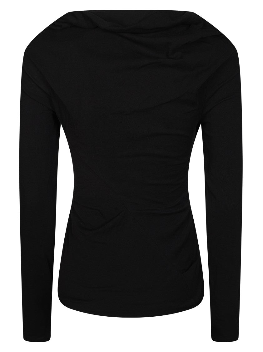 Entire Studios Draped Neckline Fitted Long Sleeve Top