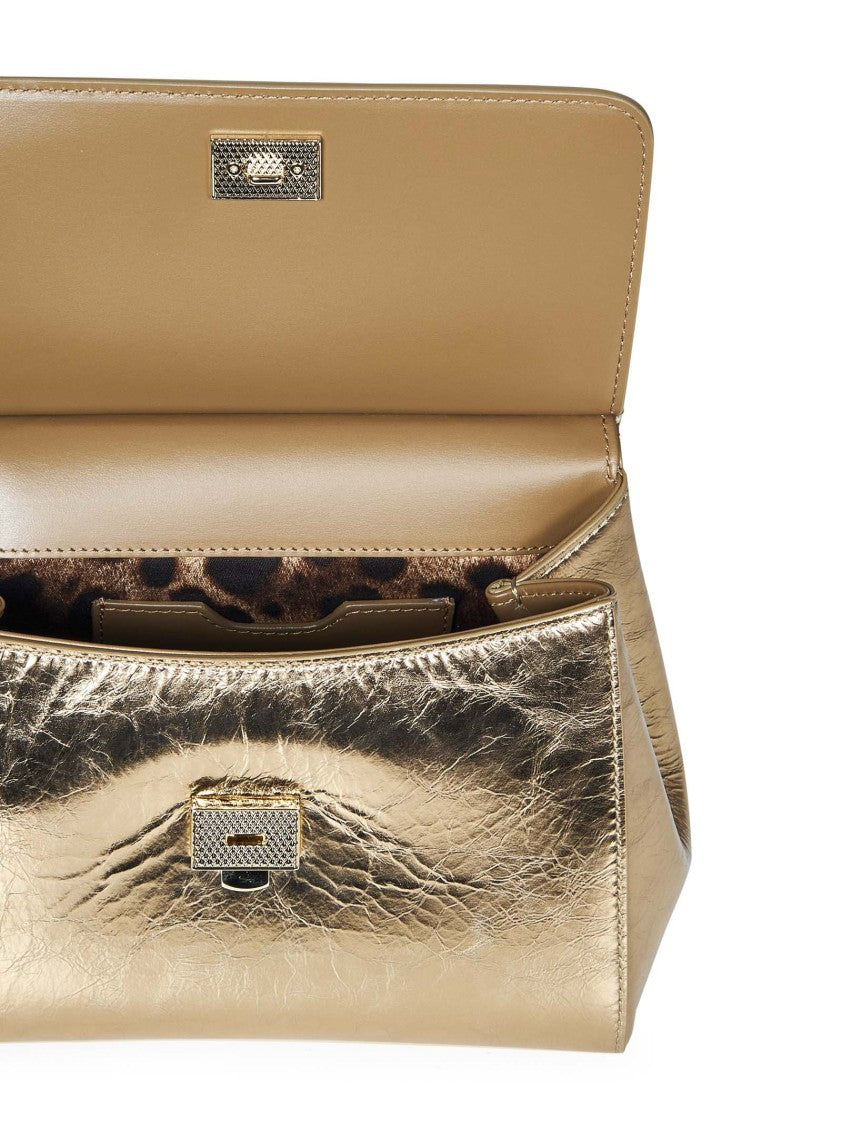 Dolce & Gabbana Gold Laminated Leather Sicily Handbag