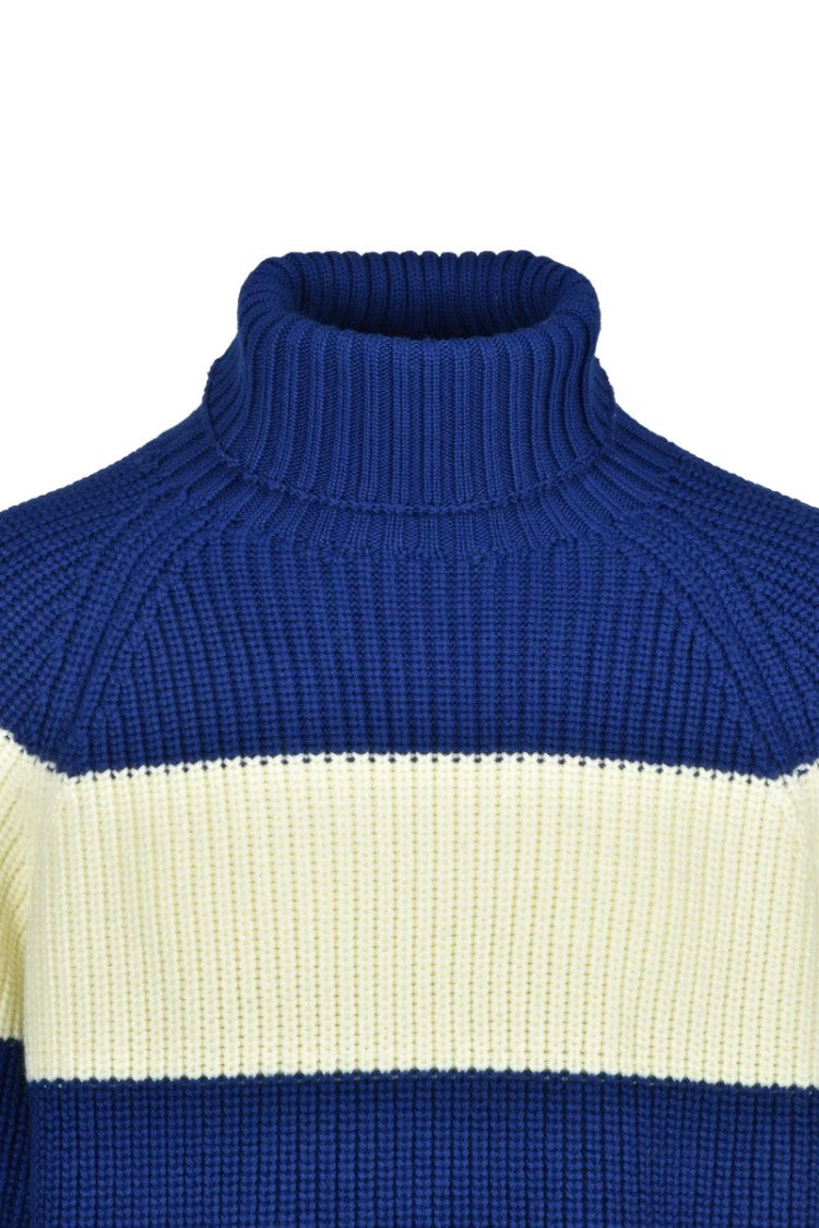 Sunnei High Neck Sweater Virgin Wool - Blue/Yellow