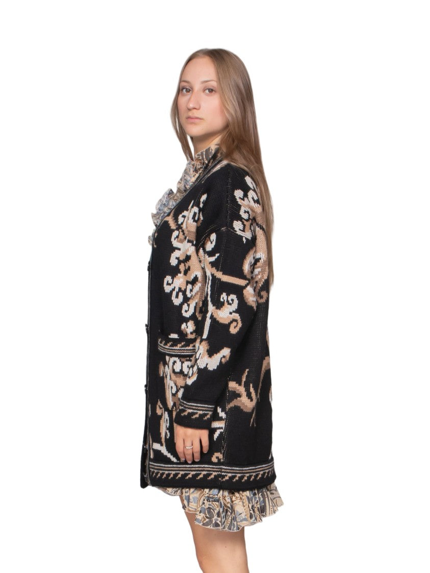 Etro Intricate Floral Pattern Open-Front Cardigan