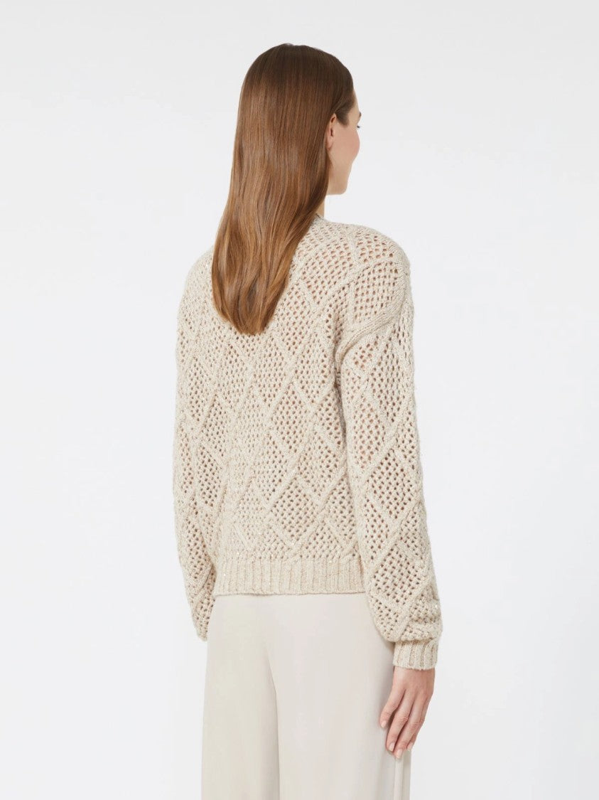 Max Mara Textured Diamond Knit Sweater In Versatile Beige