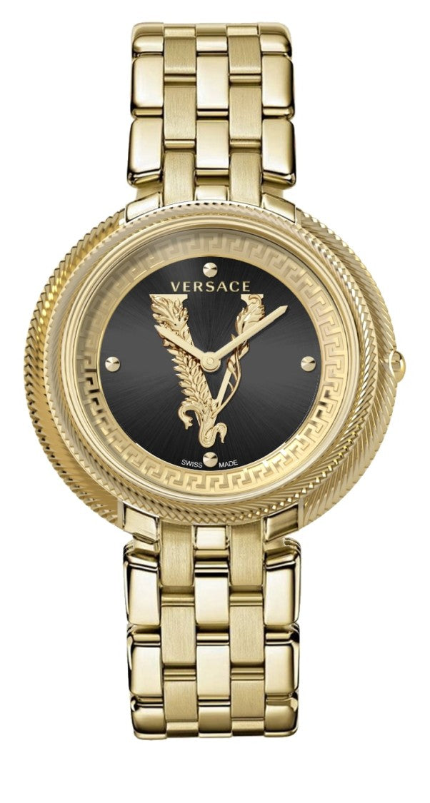Versace Gold-Tone Stainless Steel Analog Watch With Textured Bezel