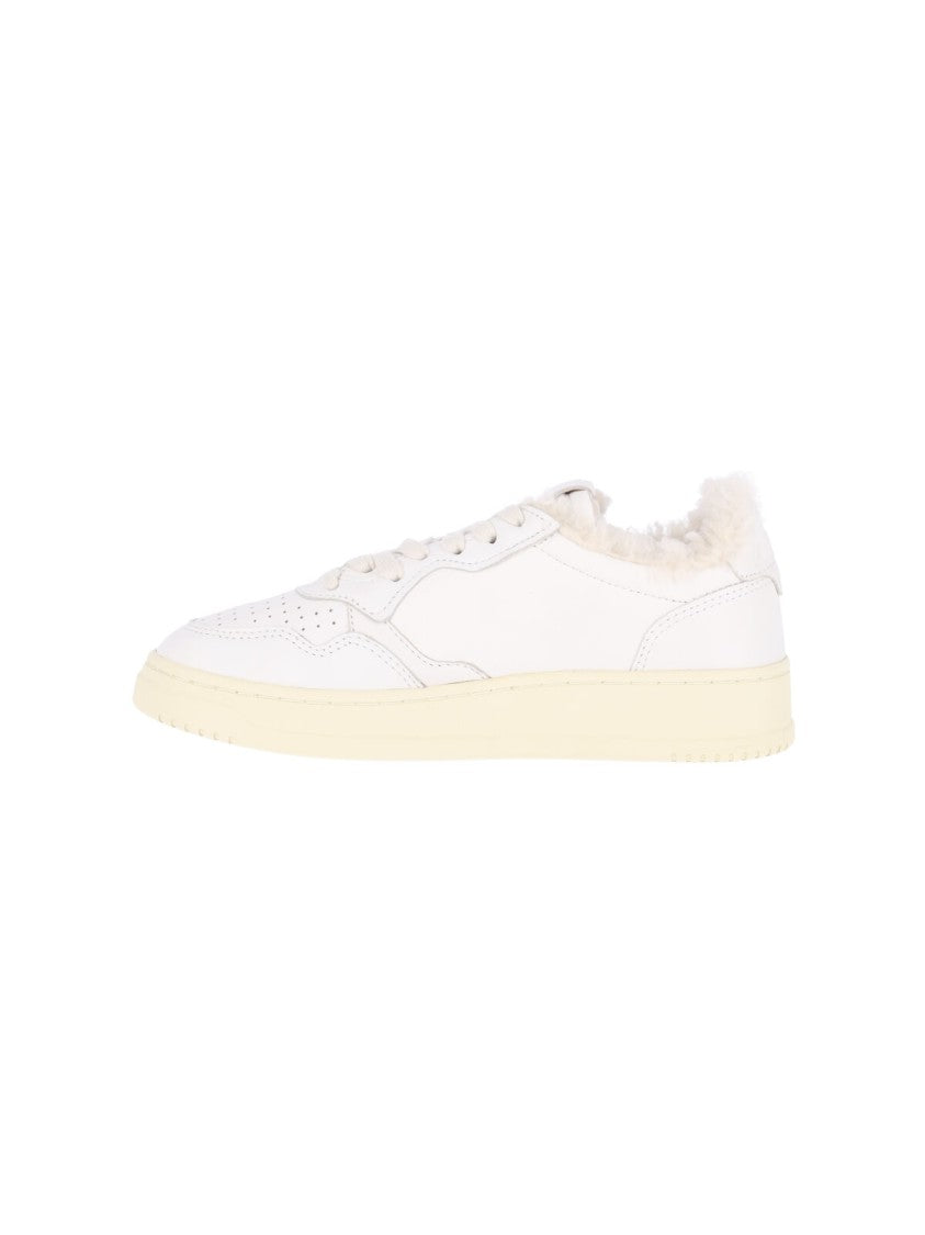 Autry White Goatskin Medalist Low-Top Sneakers