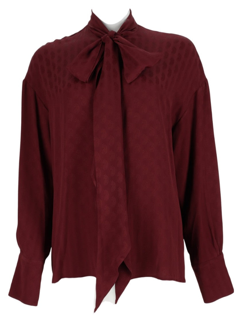 Etro Burgundy Bow-Tie Acetate-Silk Blouse