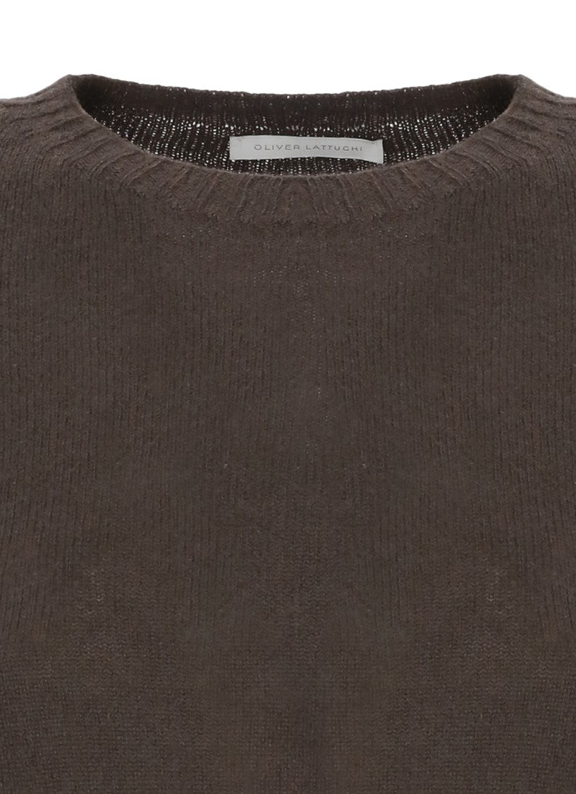 Oliver Lattughi Brown Cashmere Crew Neck Sweater