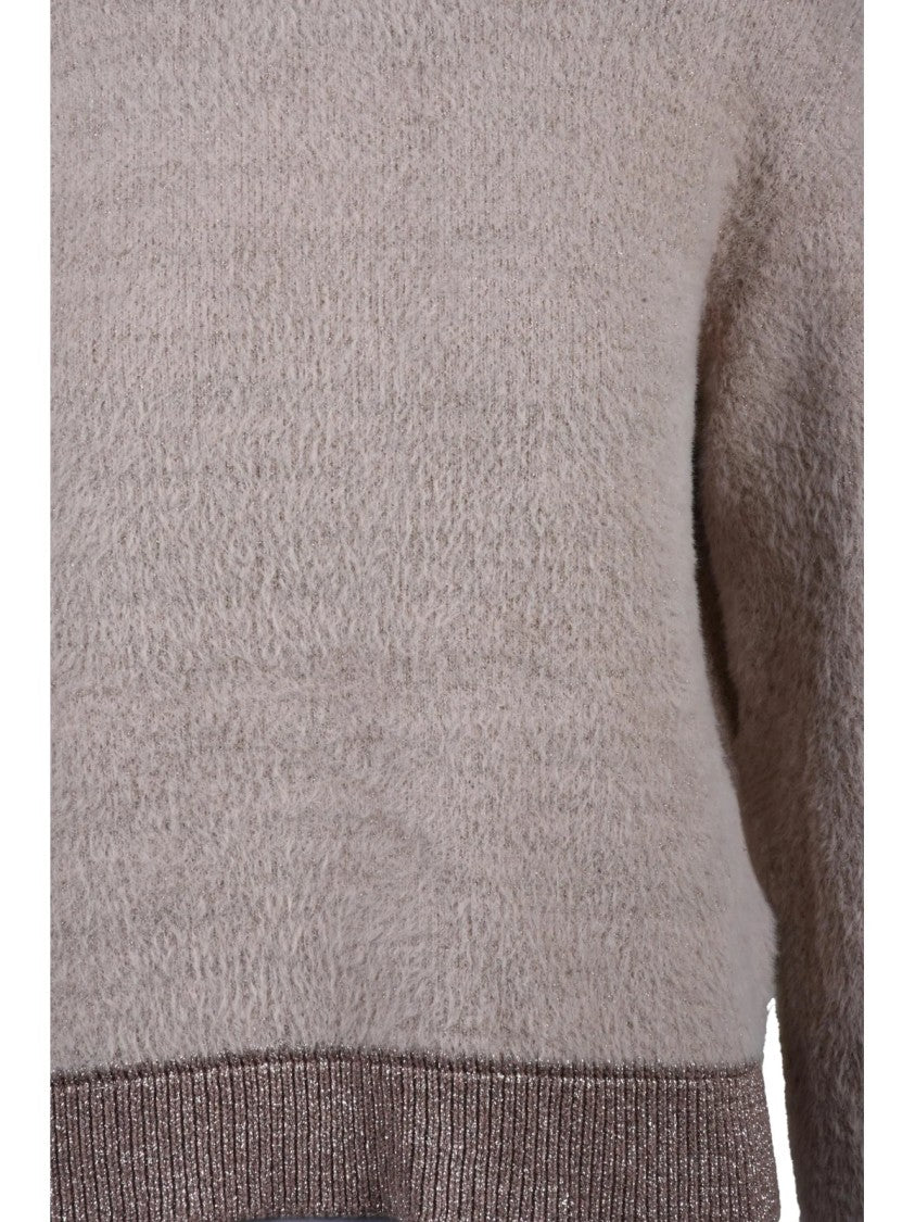 Kaos Pink Luminous Lamé Polyamide-Blend Crewneck Sweater