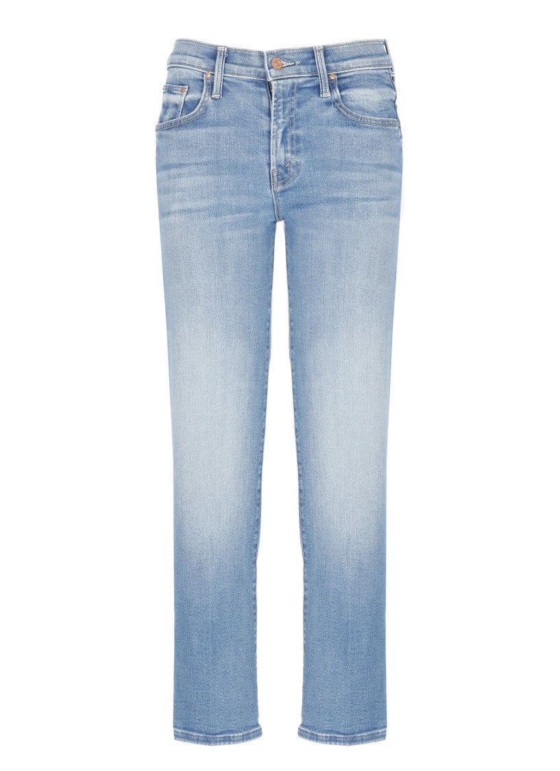 Mother Light Blue Mid Rise Straight Jeans