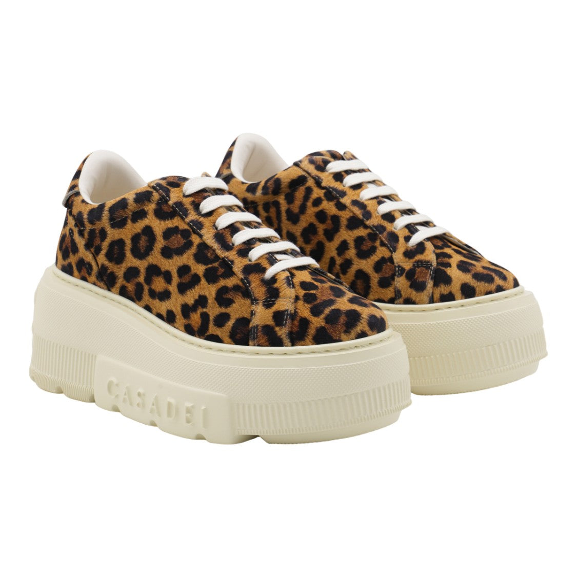 Casadei Leopard Print Platform Sneakers With Cream Soles