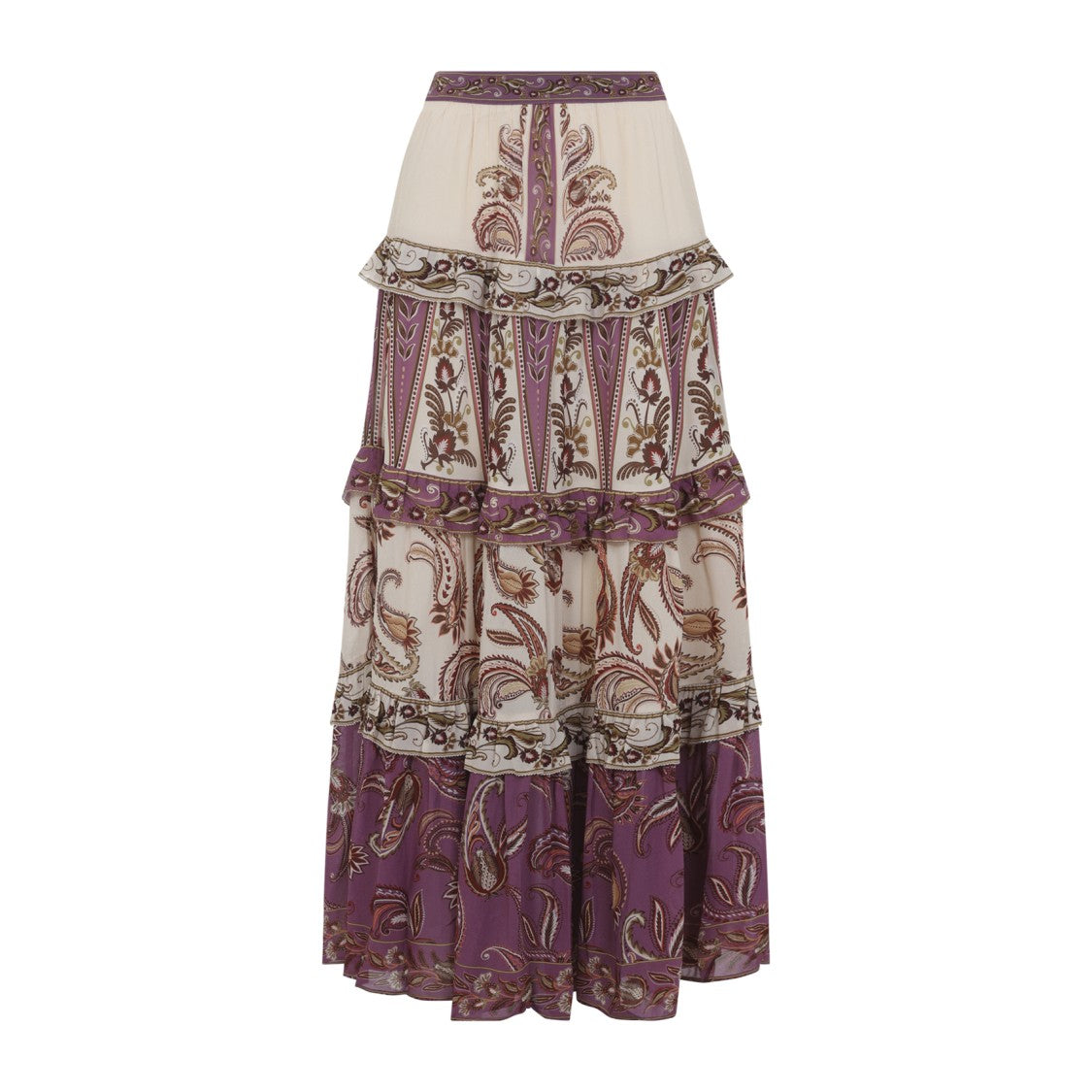Farm Rio Multicolour Tiered Maxi Skirt With Ruffled Trims