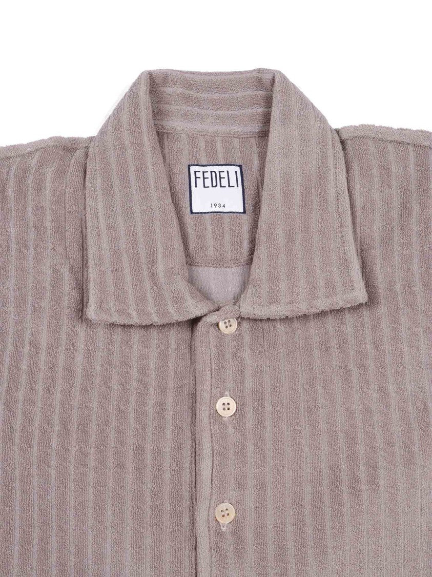 Fedeli Ribbed Texture Knitted Polo Shirt