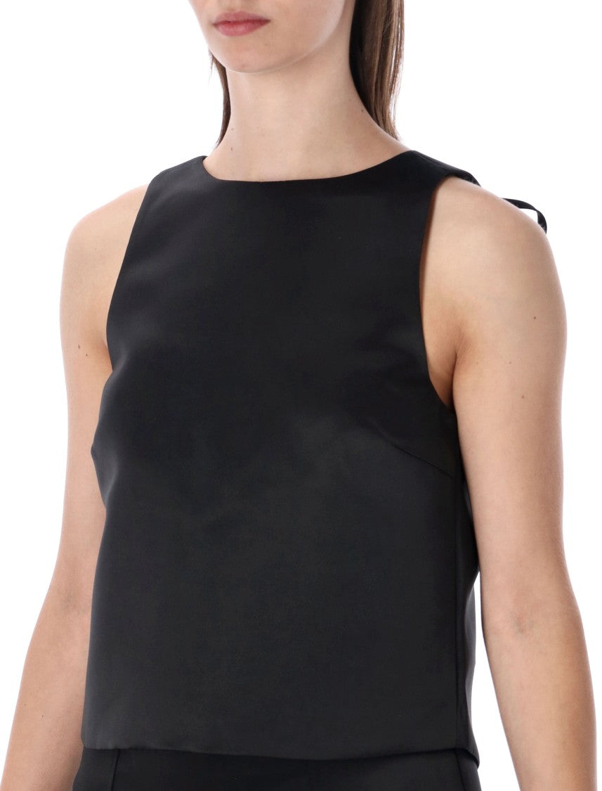 Ganni Satin Open Back Crop Top