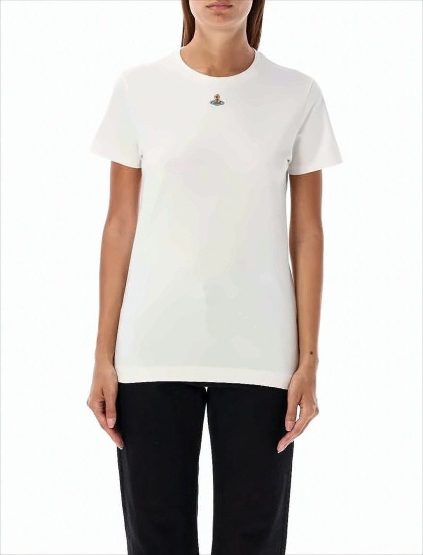 Vivienne Westwood White Cotton T-Shirt With Embroidered Emblem