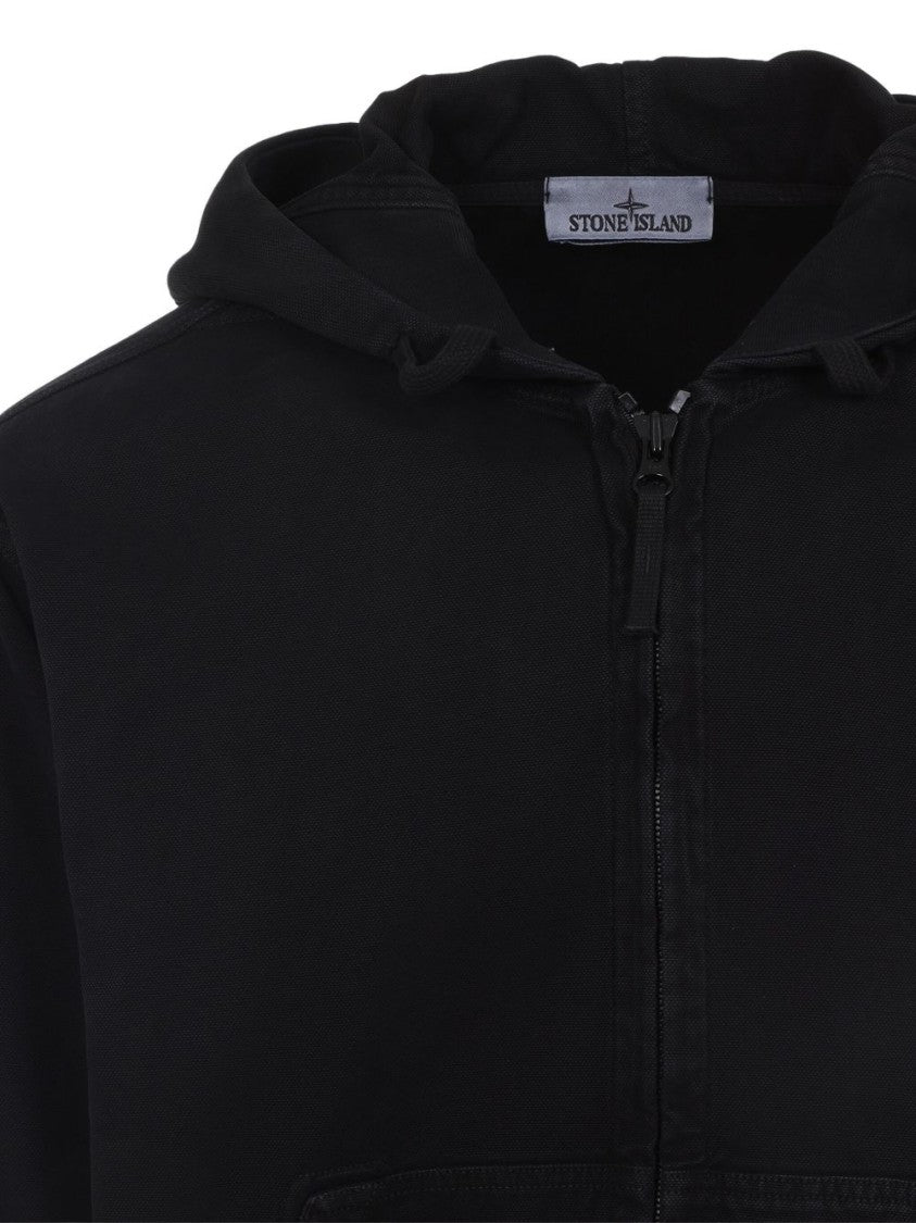 Stone Island Organic Cotton Zip-Up Hoodie With Logo Badge