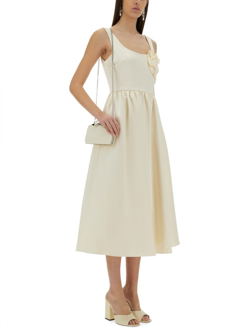 Self-Portrait Midi Dress With Floral Appliqués