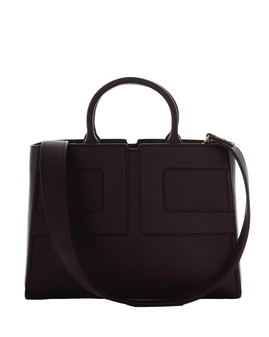 Elisabetta Franchi Medium Tote Bag With Embossed Logo Bordeaux