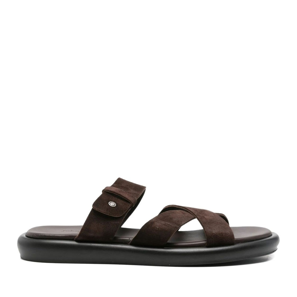 John Harrison Brown Crisscross Strap Suede Slippers