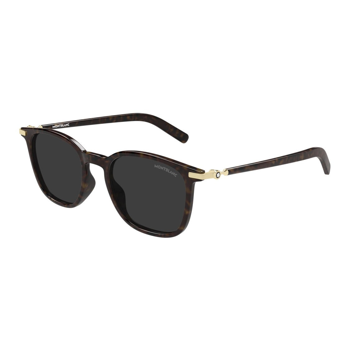 Montblanc Tortoiseshell Square Sunglasses With Gold Accents