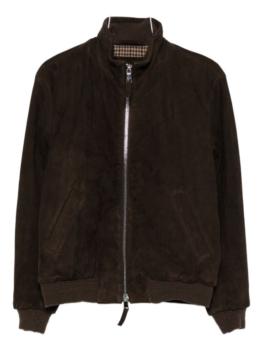 The Jack And Jackie Leathers Suede Leather Jacket With Stand Collar