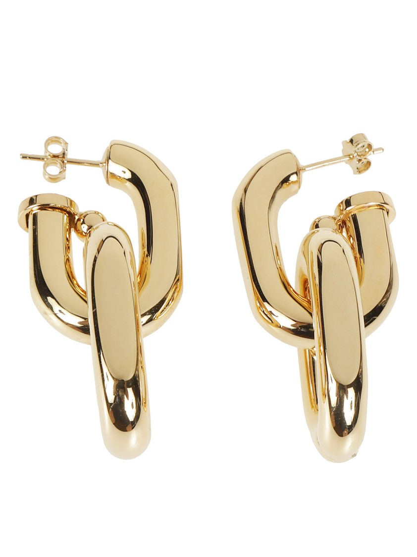 Rabanne Xl Link Double Hoop Interlocking Brass Earrings