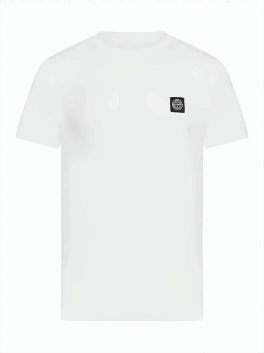 Stone Island White Short-Sleeve T-Shirt With Iconic Logo