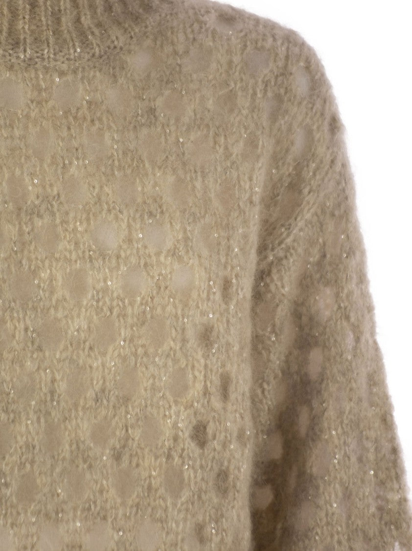 Brunello Cucinelli Dazzling Net Turtleneck Sweater