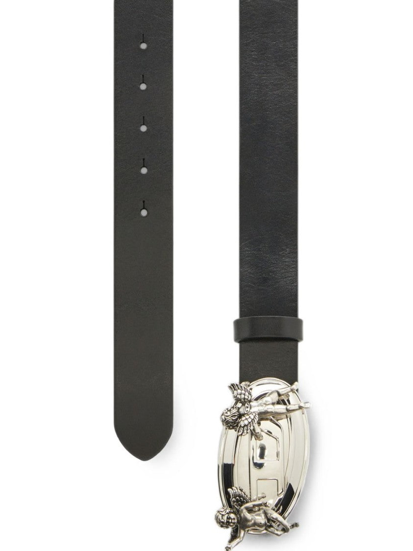 Diesel Black Cherub Buckle Detail Silk-Nylon Blend Belt