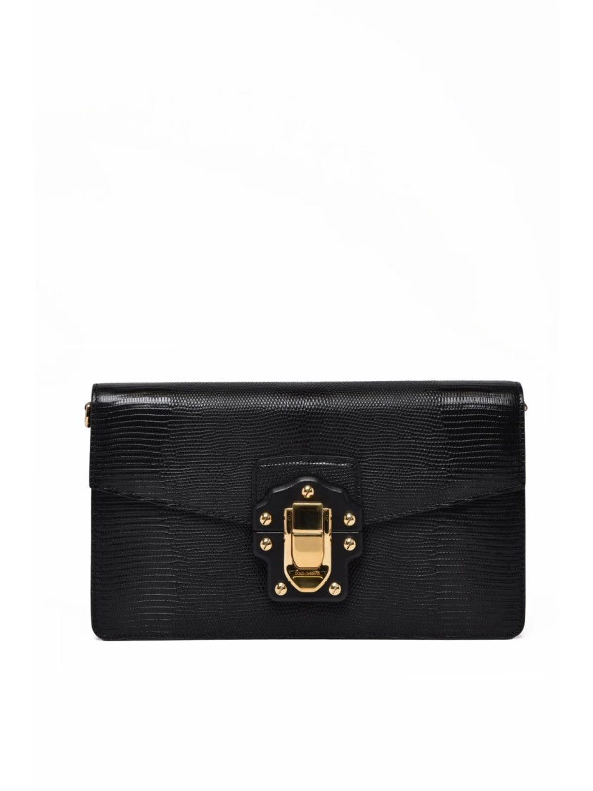 Dolce & Gabbana Textured Leather Crossbody Bag With Interlocking Clasp