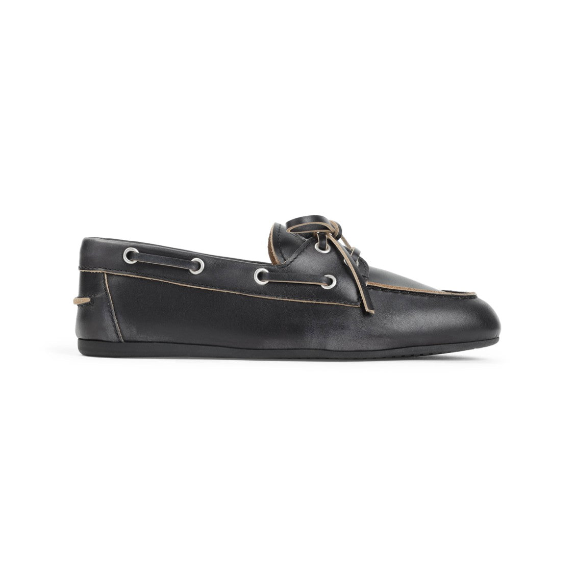 Miu Miu Black Burnt Calf Leather Loafers
