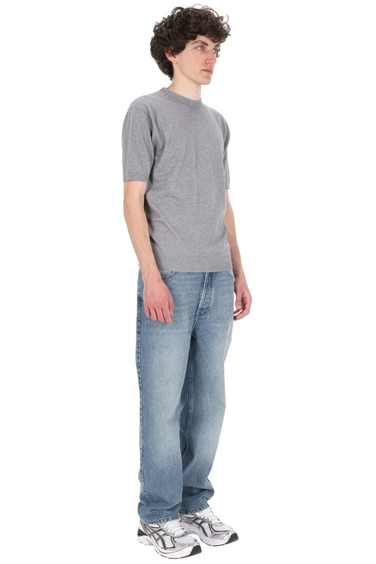 Barba Grey Cotton Knit T-Shirt
