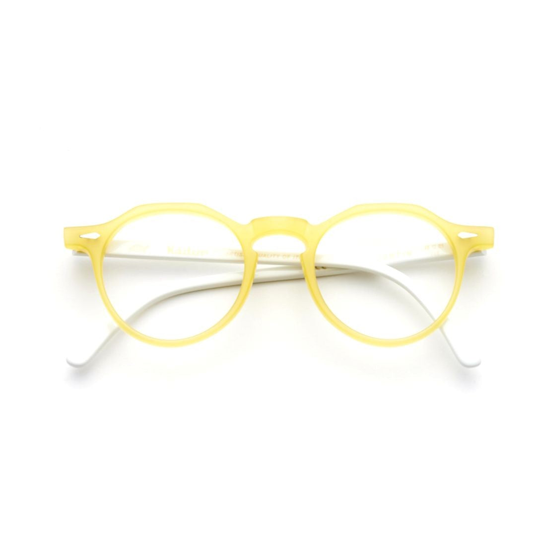 Kador Justin Translucent Yellow Round Frame Eyeglasses With White Temples