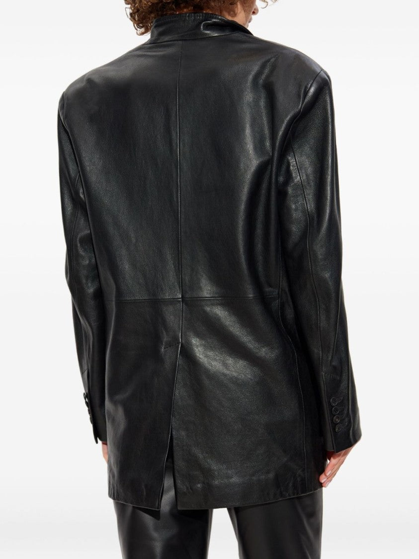 The Attico Oversized Black Lamb Leather Coat