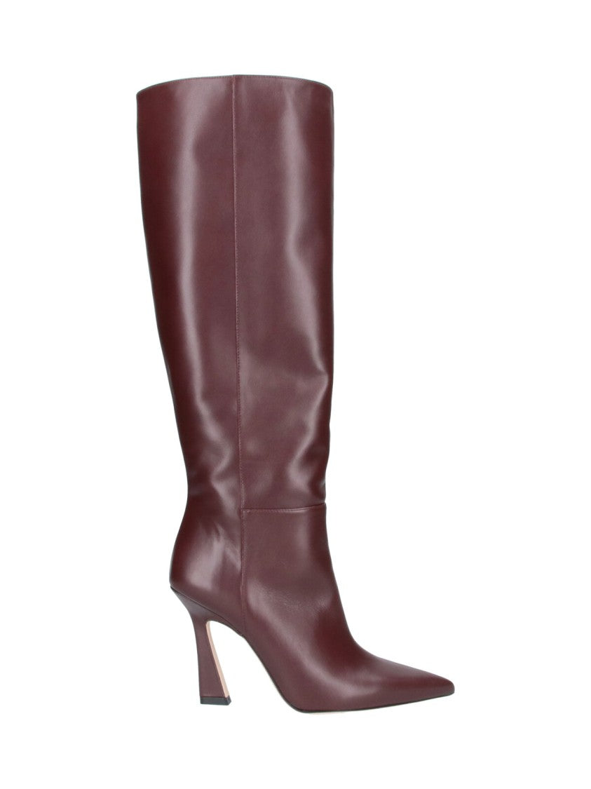 Stuart Weitzman Brown Vinnie 85 Sculptural Heel Calfskin Boots