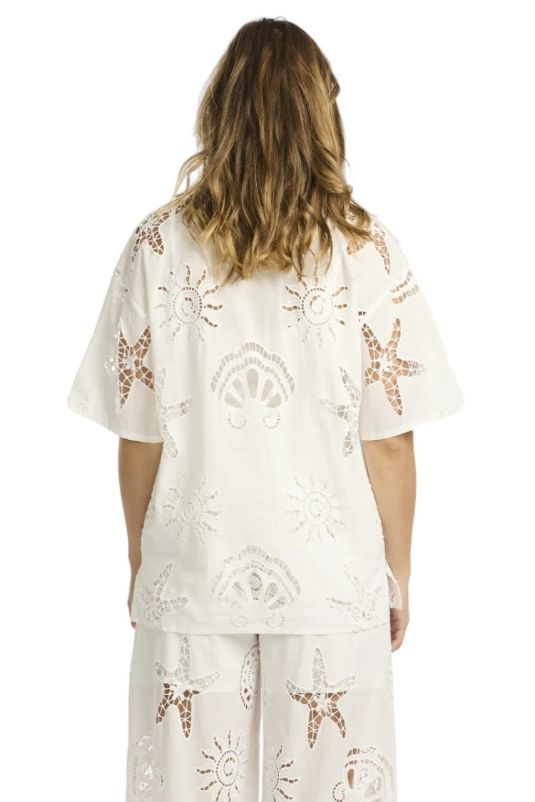 Miss June Kyle Shirt Cotton Openwork Embroidery