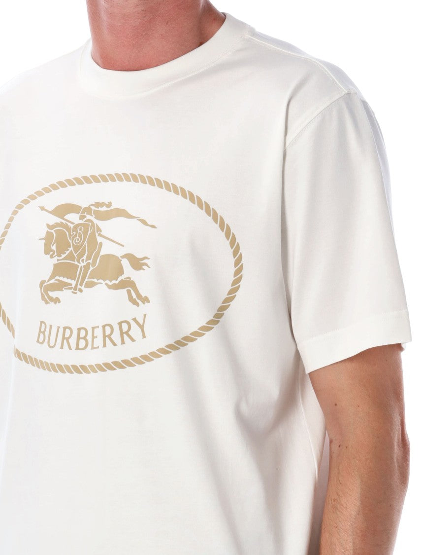 Burberry London Chalk White Cotton Knight Stamp T-Shirt