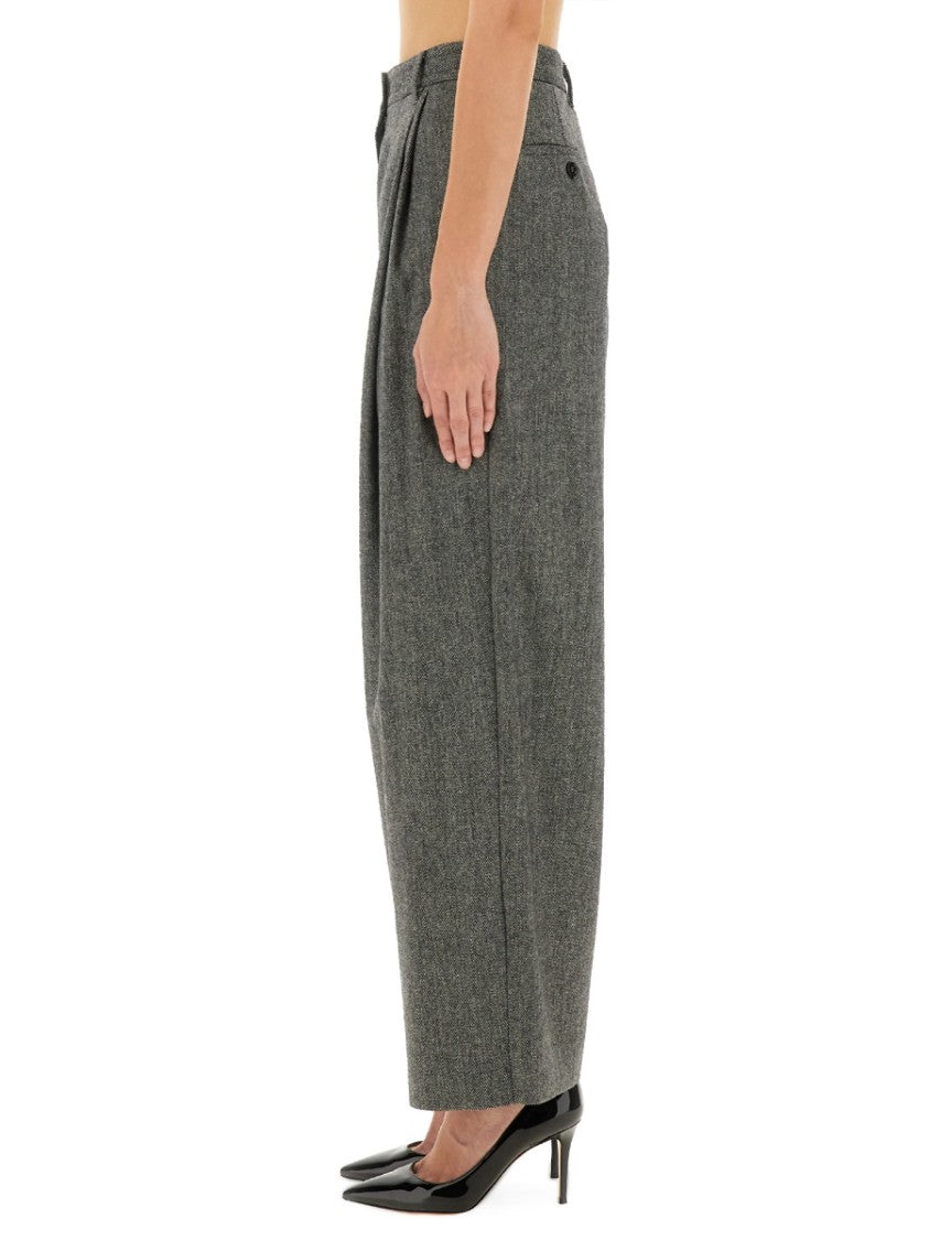 Max Mara Wide-Leg Textured Pants With High Waist And Relaxed Fit