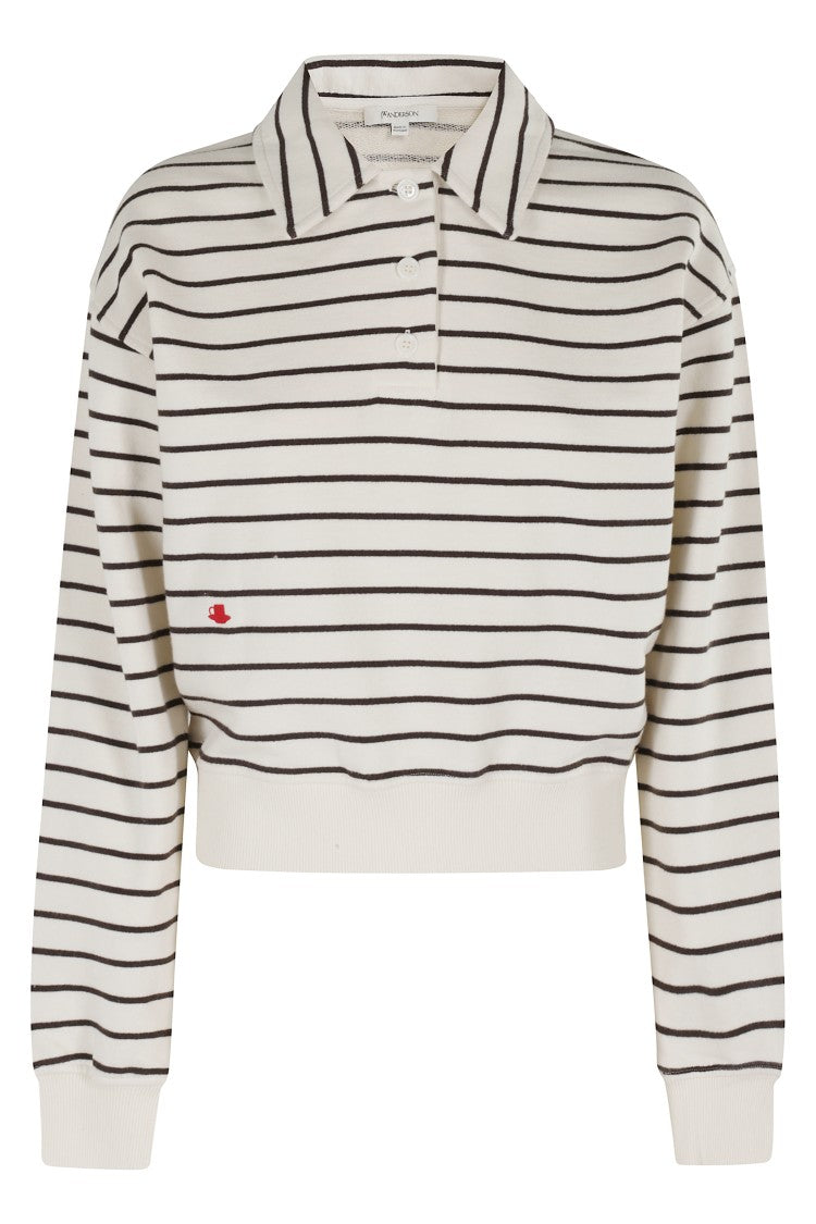J. W. Anderson Striped Polo Sweatshirt With Cropped Silhouette