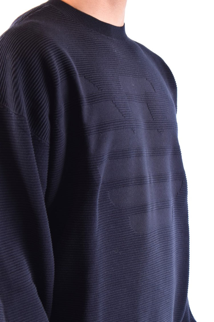 Emporio Armani Ribbed Knit Sweater With Embossed Logo Design