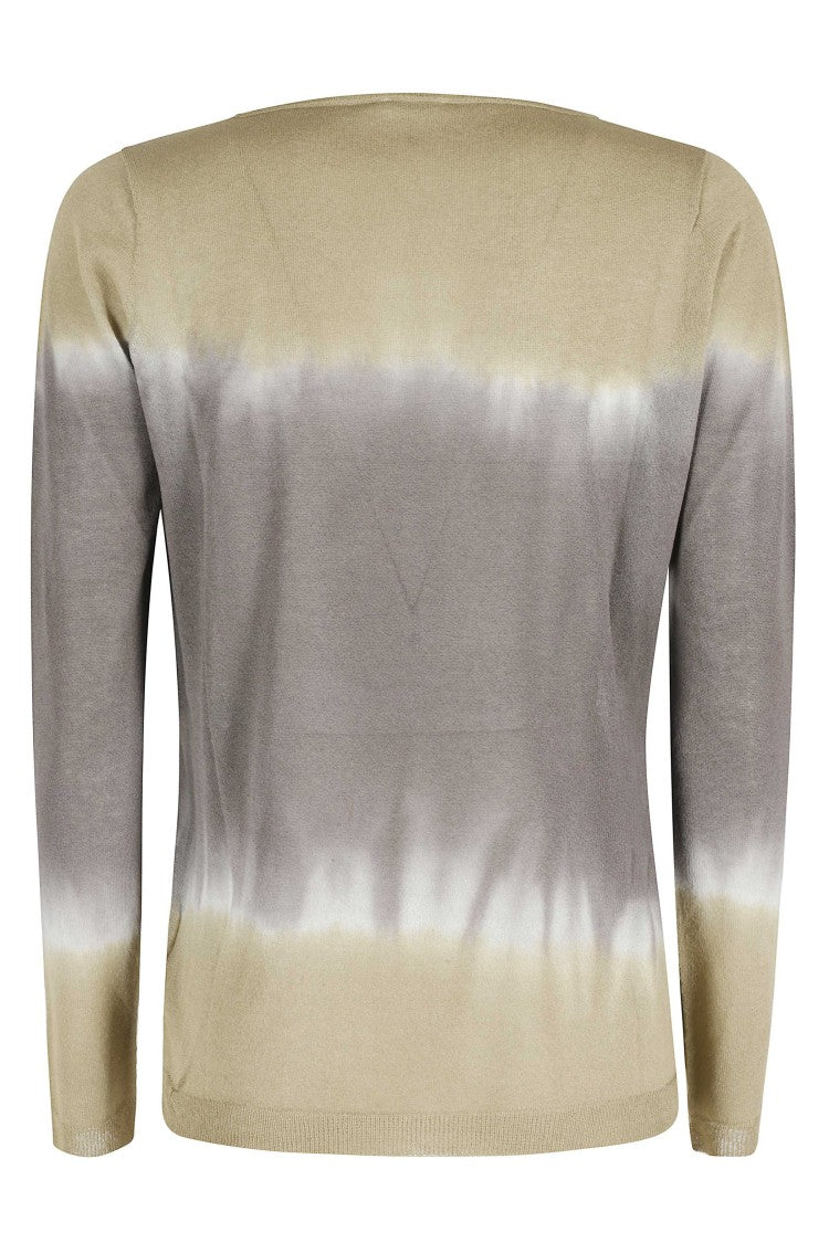 Roberto Collina Tie-Dye Ribbed Trim Viscose-Blend Crewneck Sweater