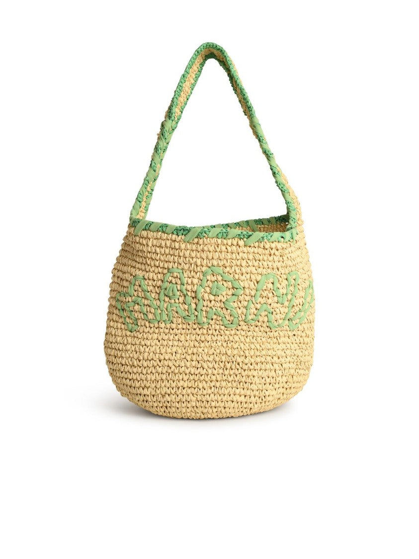 Marni Small 'Nassa' Bag In Green Natural Raffia