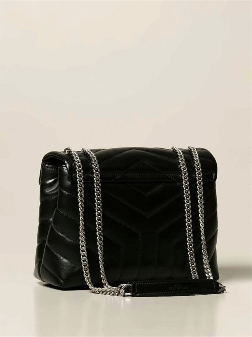Saint Laurent Chevron Quilted Calf Leather Shoulder Bag