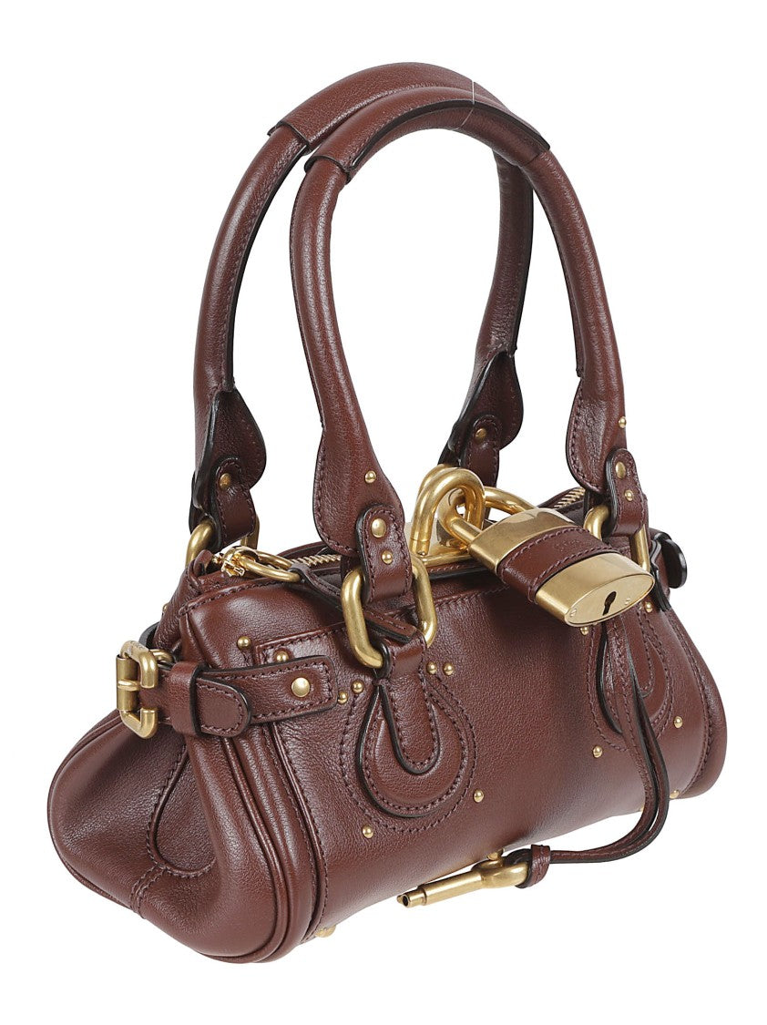 Chloé Textured Buffalo Leather Bag With Gold-Tone Studs And Padlock Detail