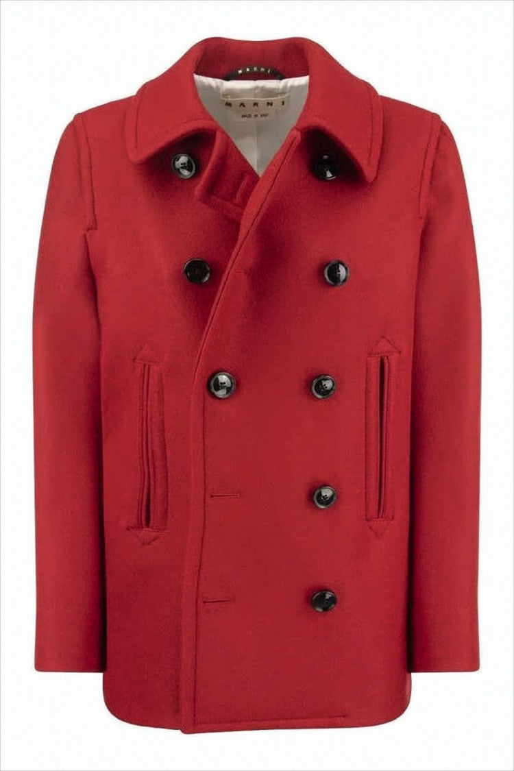 Marni Double-Breasted Cropped Wool Coat With Unique Button Detailing