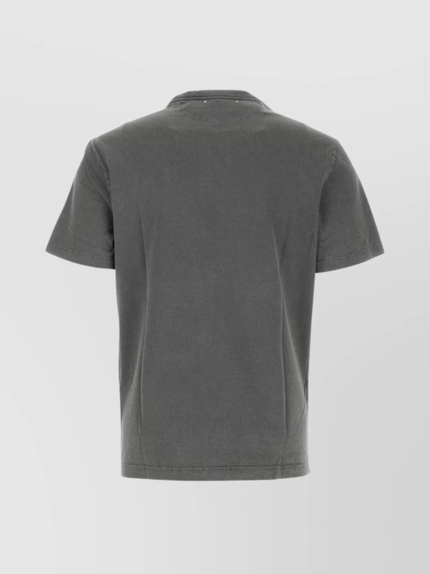Golden Goose Distressed Logo Grey Cotton T-Shirt