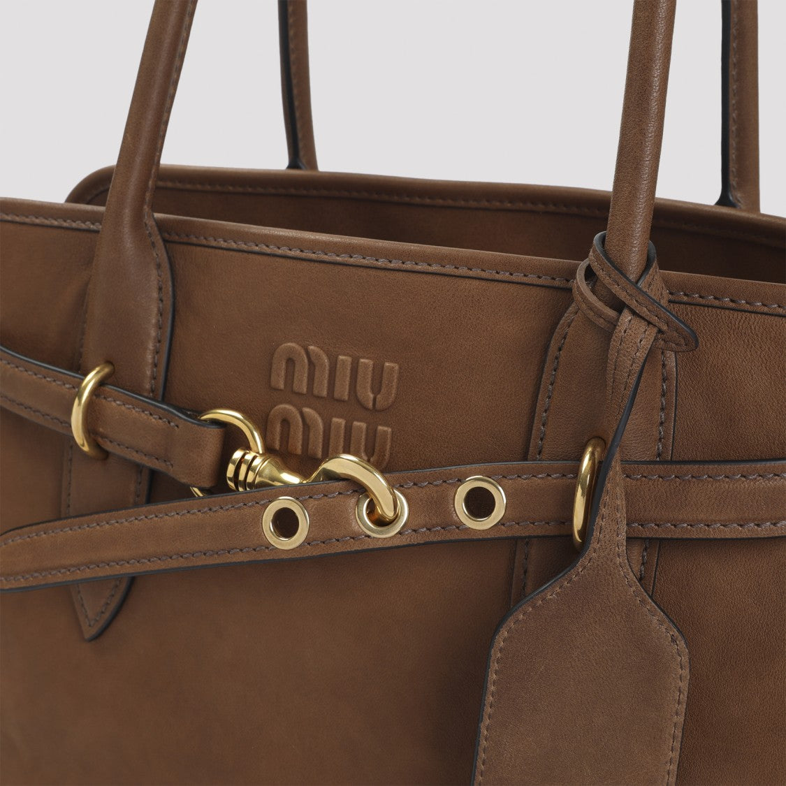 Miu Miu Rectangular Smooth Lamb Leather Handbag With Gold-Tone Accents