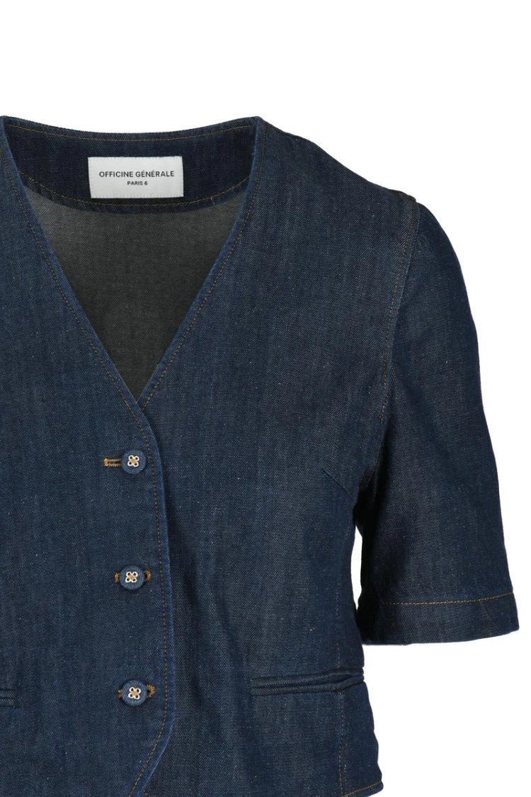 Officine Generale Bolero Jacket Cotton/Lyocell/Modal - Blue