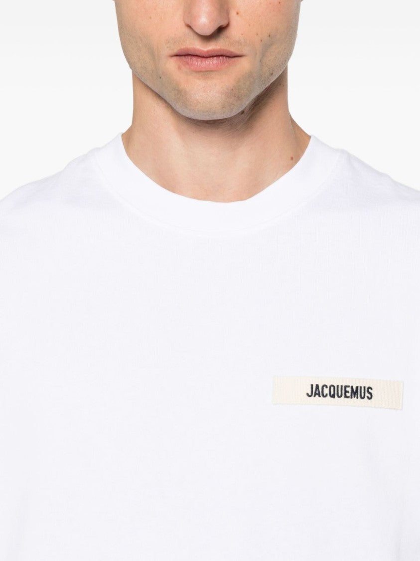 Jacquemus White Rectangular Patch Relaxed Silk T-Shirt