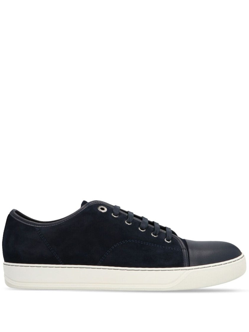 Lanvin Navy Blue Suede Contrast Toecap Sneakers