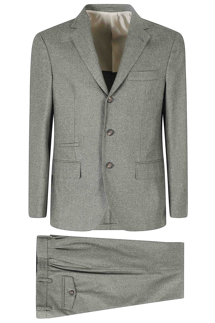 Eleventy Military Green Wool-Blend Single-Breasted Suit