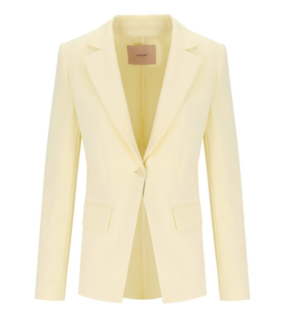Twin-Set Vanille Crepe Single Breasted Blazer